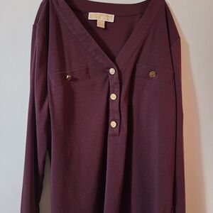 Michael Kors Burgundy Button-Up Blouse
